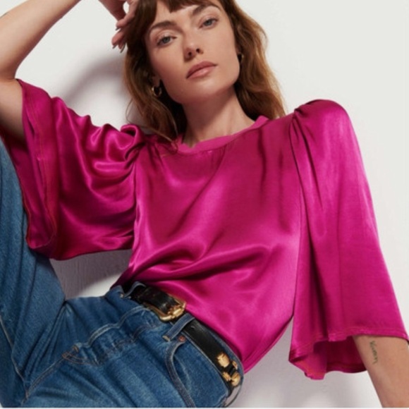 Anthropologie Nation LA Donna Bell Sleeve Silk Blouse - Picture 5 of 11